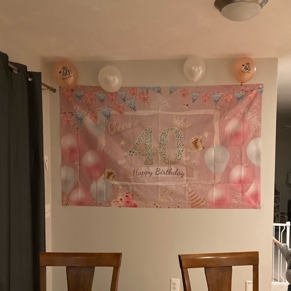 AWESOME pink 40th Birthday Backdrop Banner - Picture 3 of 3